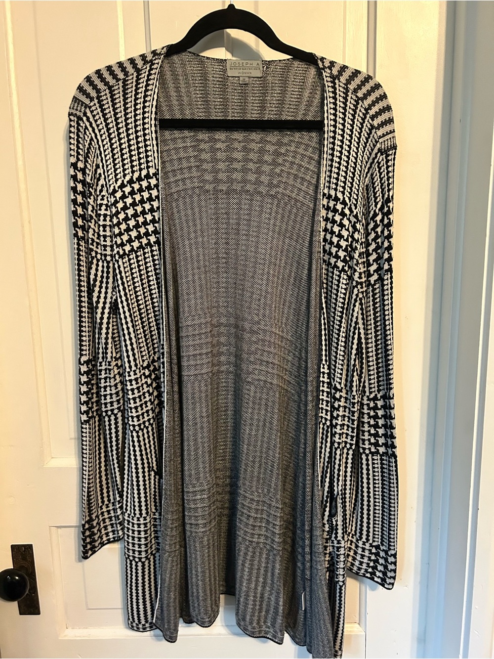 Joseph Gray and Black Knit Open-Front Cardigan